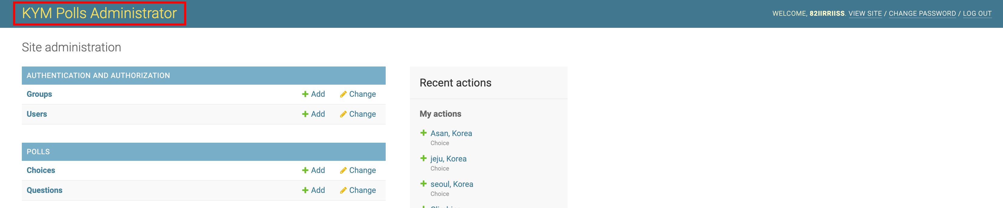 admin site page